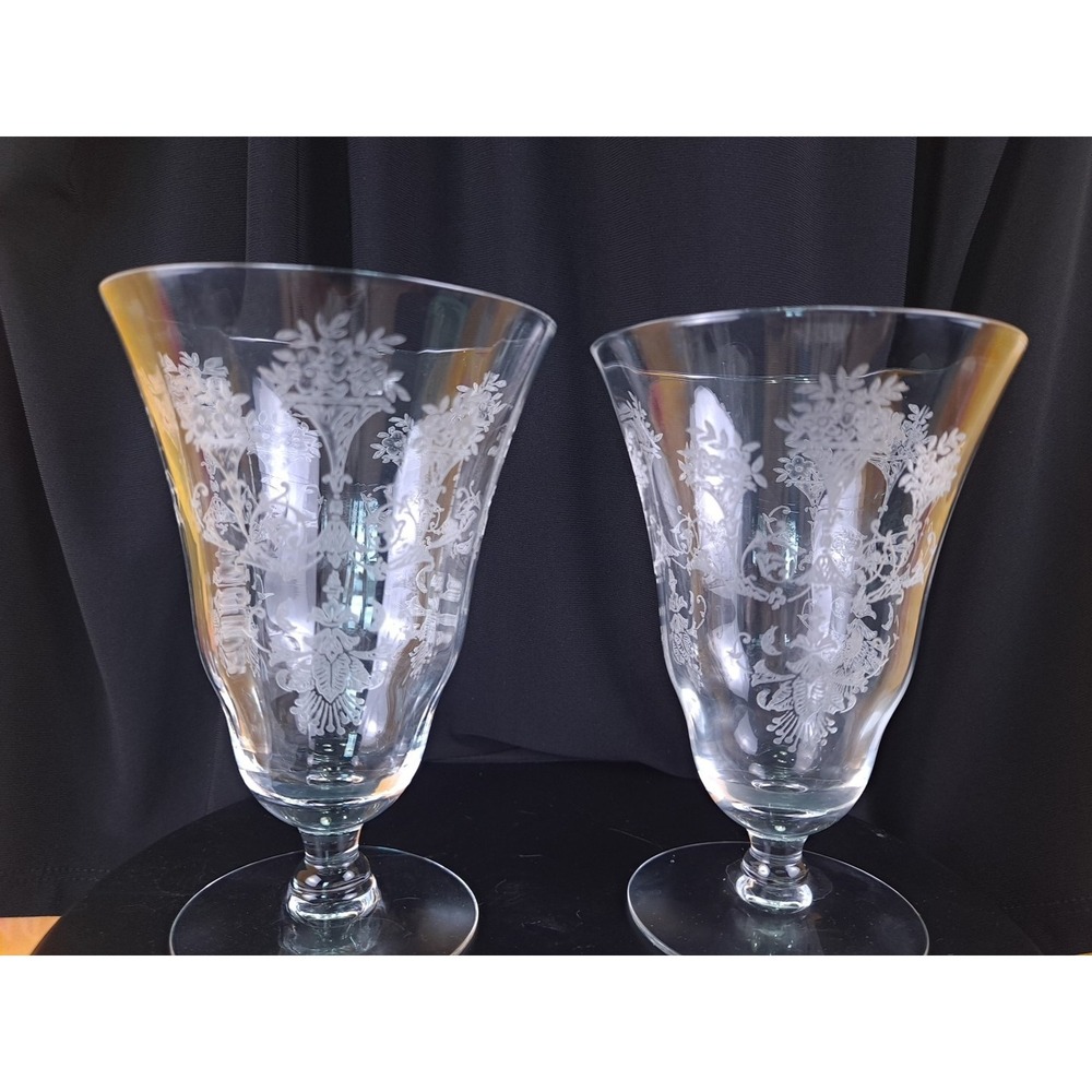 Morgantown Mayfair Clear #7711 Stem 5 3/8" Water Goblets Set‎ Of 4